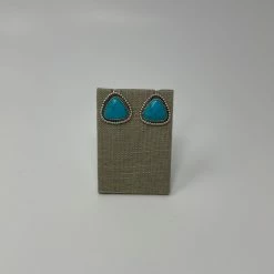 L&V MTZ Native Design Jewelry Kingman Turquoise & Sterling Silver Earrings