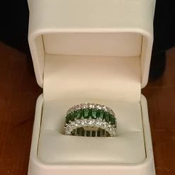 The Sparkling Spur Lab Emerald Wide & Diamond Moissanite Band New Arrivals