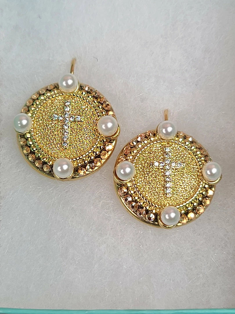 Outlet 😀 Mustard Seed Jewelry Pearl Cross Round Earrings New Arrivals 🛒 3 Mustard Seed Jewelry Pearl Cross Round Earrings New Arrivals