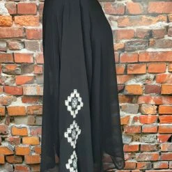 Double D Ranch Sheer Black Top With Embroidery