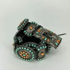 A. CADMAN Green Turquoise & Coral Belt