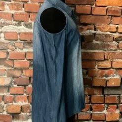 Scandalicious TIFFIANY'S CLOSET Cold-Shoulder Denim Shirt With Rhinestone Buttons