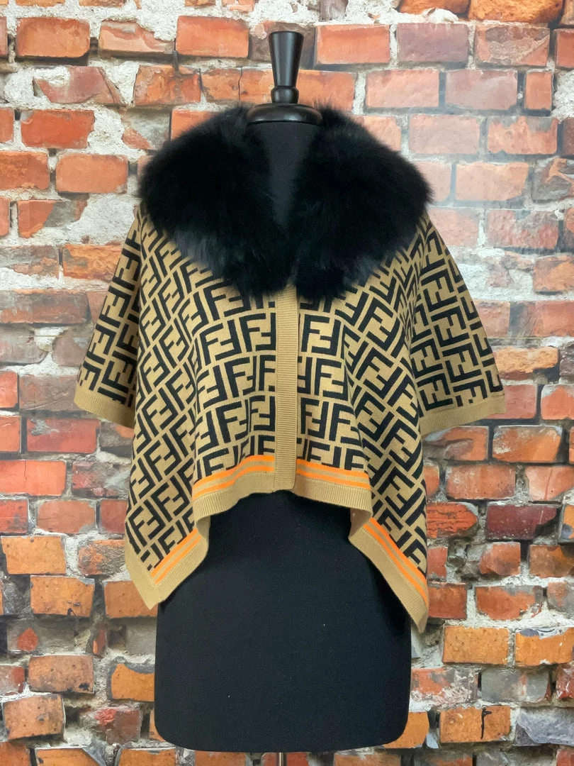 Promo ✨ Oo La La Letter Pattern Short Cape With Fox Collar New Arrivals ✨ 7 Oo La La Letter Pattern Short Cape With Fox Collar New Arrivals