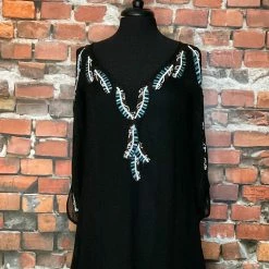 Vintage Collection Beaded & Embroidered Feather Cold Shoulder Tunic TIFFIANY'S CLOSET