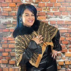 Promo ✨ Oo La La Letter Pattern Short Cape With Fox Collar New Arrivals ✨ 12 Oo La La Letter Pattern Short Cape With Fox Collar New Arrivals