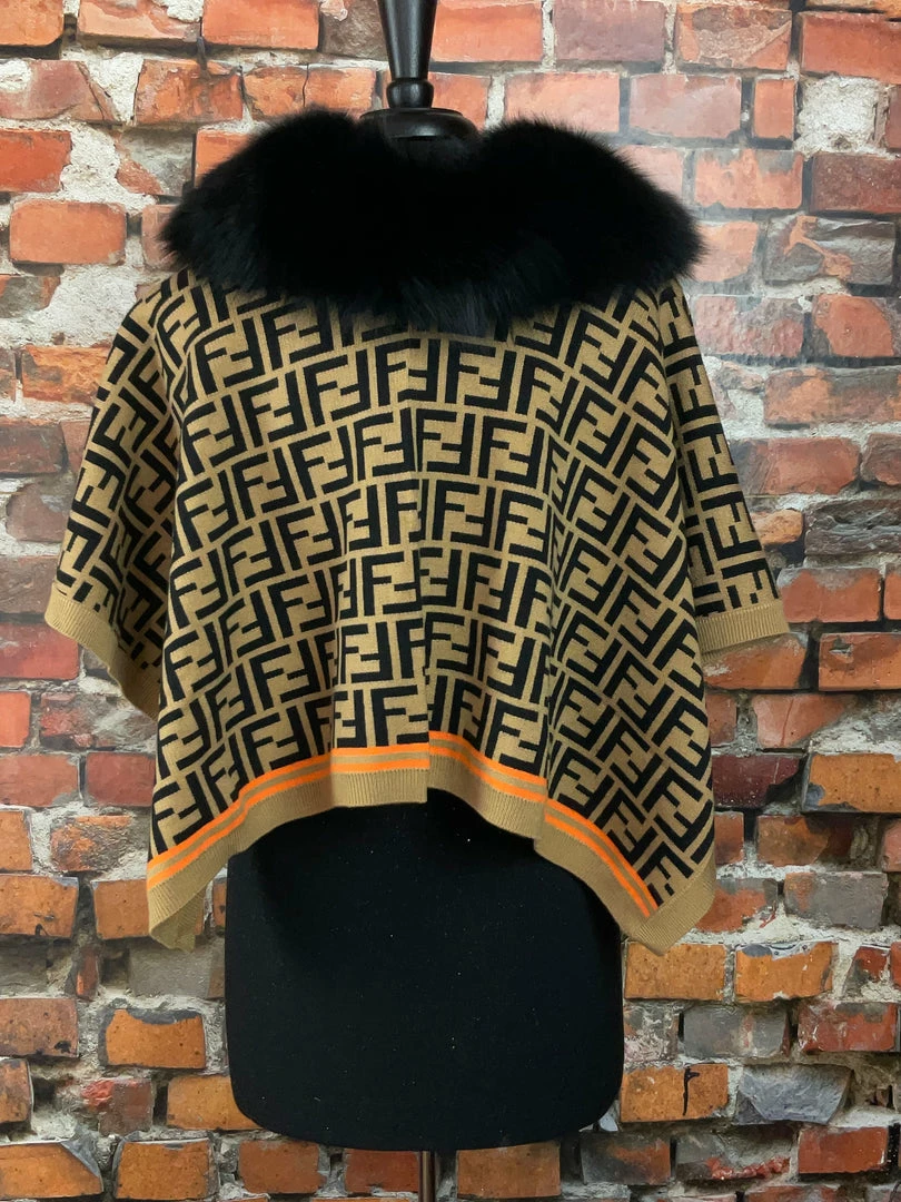 Promo ✨ Oo La La Letter Pattern Short Cape With Fox Collar New Arrivals ✨ 9 Oo La La Letter Pattern Short Cape With Fox Collar New Arrivals