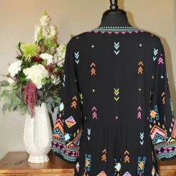 Double D Ranch Wear TIFFIANY'S CLOSET DDR V-neck Tunic With Embroidered Flowers