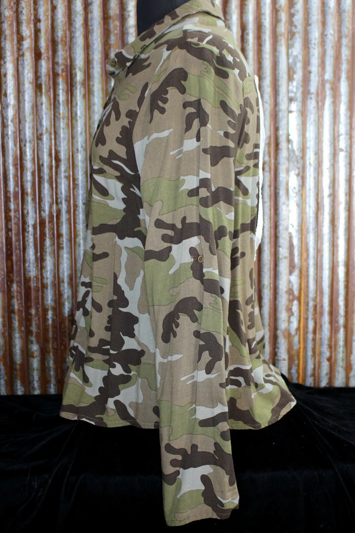 Outlet 🤩 The Sparkling Spur Camo 👚 Shirt With Embroidery Patch 💯 7 The Sparkling Spur Camo Shirt With Embroidery Patch