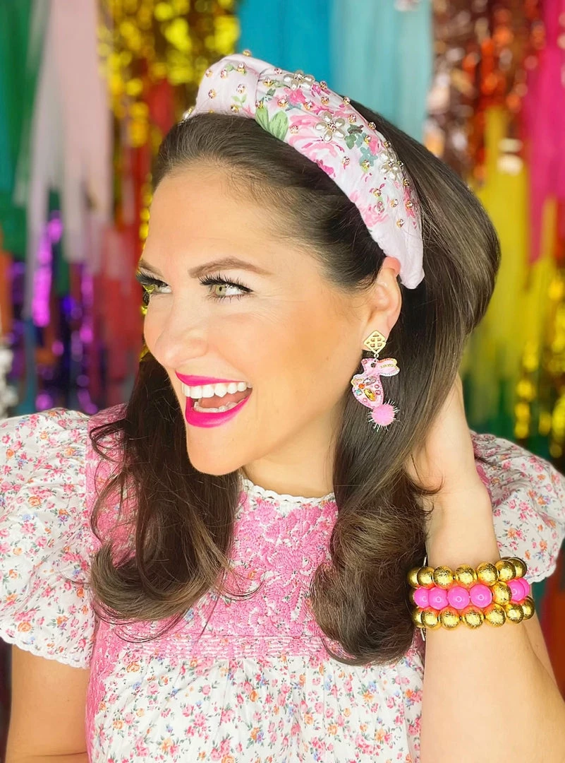 Best Pirce π Brianna Cannon Light Pink Floral Headband With Pearl Flowers π 3 Brianna Cannon Light Pink Floral Headband With Pearl Flowers