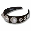 The Sparkling Spur Black Velvet Headband With Jumbo Pearls