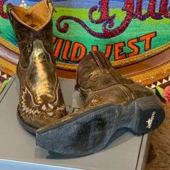 Old Gringo Eagle Beaded Gold Metallic Bootie Shoes/Boots