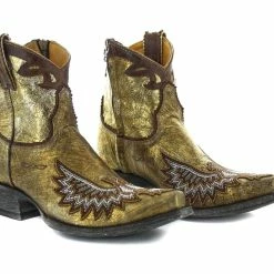 Old Gringo Eagle Beaded Gold Metallic Bootie Shoes/Boots