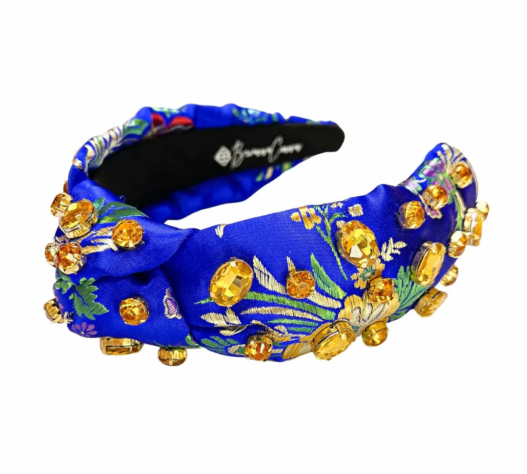 Wholesale π₯ Brianna Cannon Hats/Headbands/Scarves/Gloves Royal Blue Silk Floral Headband With Hand-Sewn Crystals 𧨠3 Brianna Cannon Hats/Headbands/Scarves/Gloves Royal Blue Silk Floral Headband With Hand-Sewn Crystals