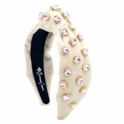 Hot Sale 🎁 Brianna Cannon Ivory Velvet Headband With Hand-Sewn Pink Heart Crystals New Arrivals 🤩 7 Brianna Cannon Ivory Velvet Headband With Hand-Sewn Pink Heart Crystals New Arrivals
