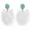 Brianna Cannon Spray Palm Earrings - White Pearl Acrylic W/gold Plated Turquoise
