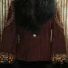 Double D Ranch Wear Merlot Leather Jacket With Fur Collar & Cuffs