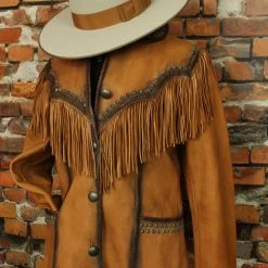 Roja TIFFIANY'S CLOSET Leather Jacket With Fringe & Whip Stitching