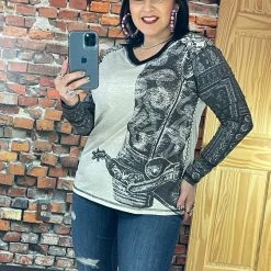 Double D Ranch Wear - Wild Horses Collection Hide Tickler Top Tops