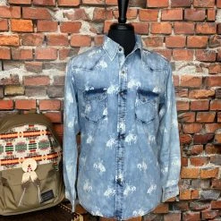 Ryan Michael Bucking Horse Indigo Print Shirt