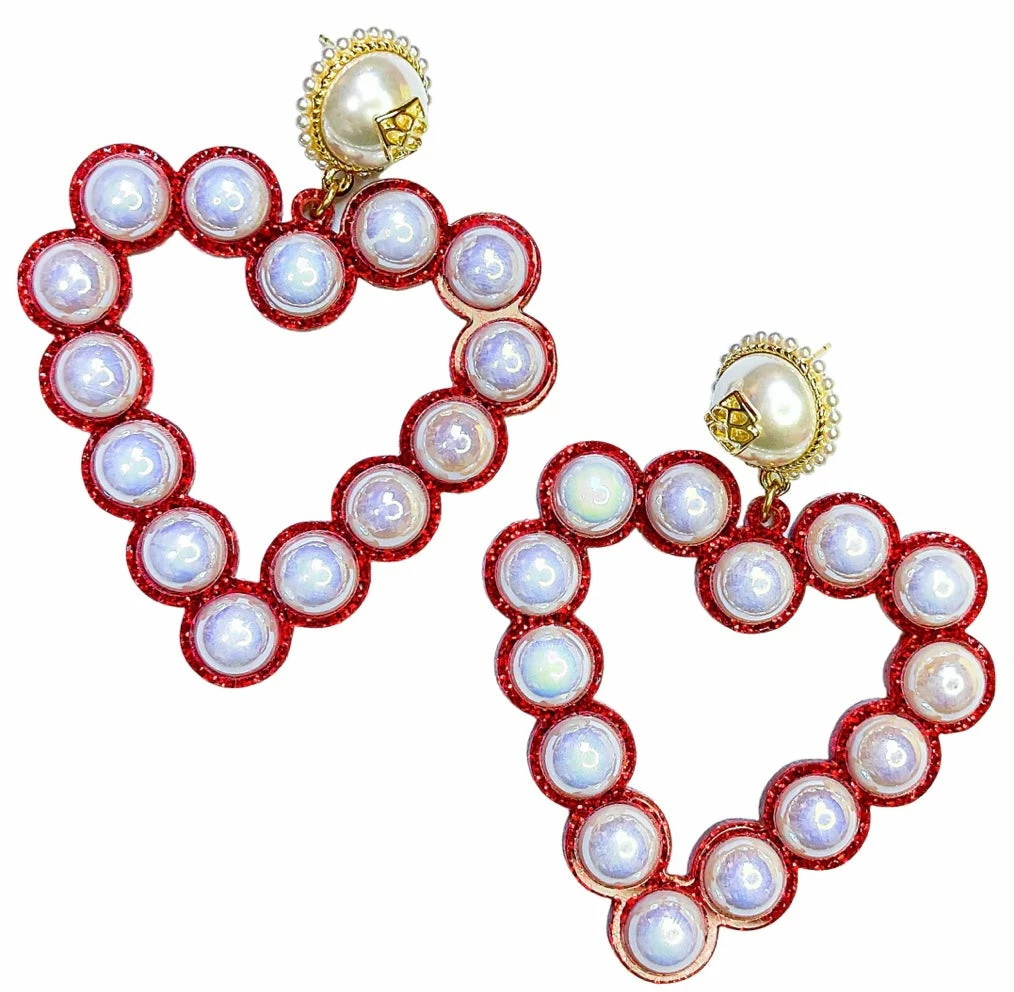 Deals π Brianna Cannon Red Glitter Jumbo Heart Pearl Earrings Jewelry π 3 Brianna Cannon Red Glitter Jumbo Heart Pearl Earrings Jewelry