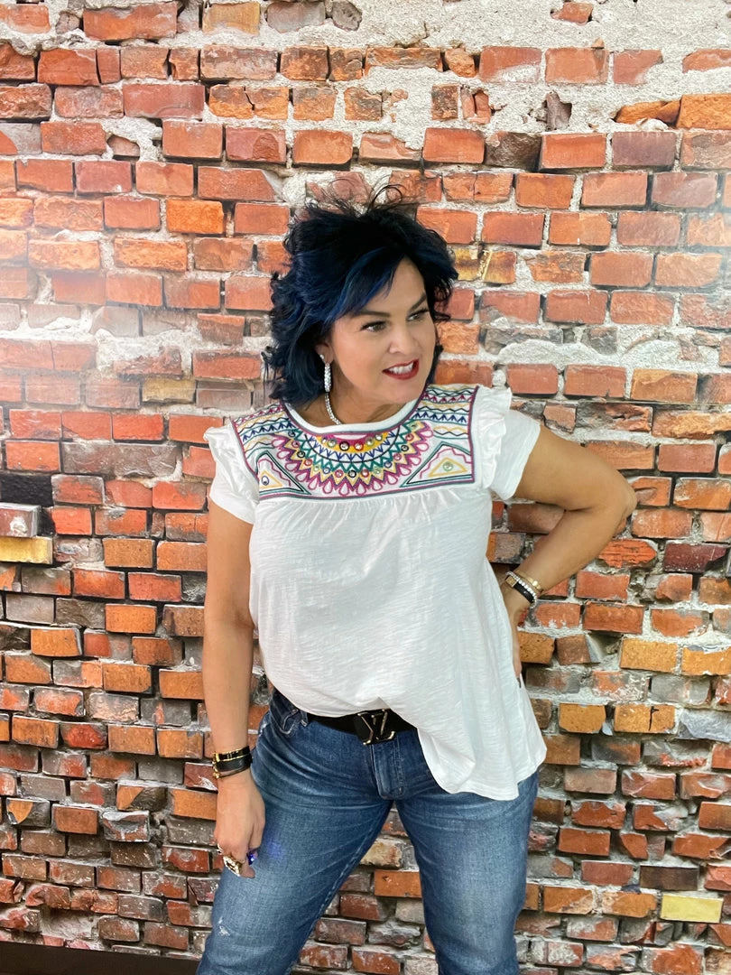 Coupon ✔️ Double D Ranch Wear - Folk Foray Collection Palomita Top 🛒 4 Double D Ranch Wear - Folk Foray Collection Palomita Top