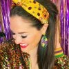 Brianna Cannon New Arrivals Golden Yellow Silk Floral Headband With Hand-Sewn Crystals