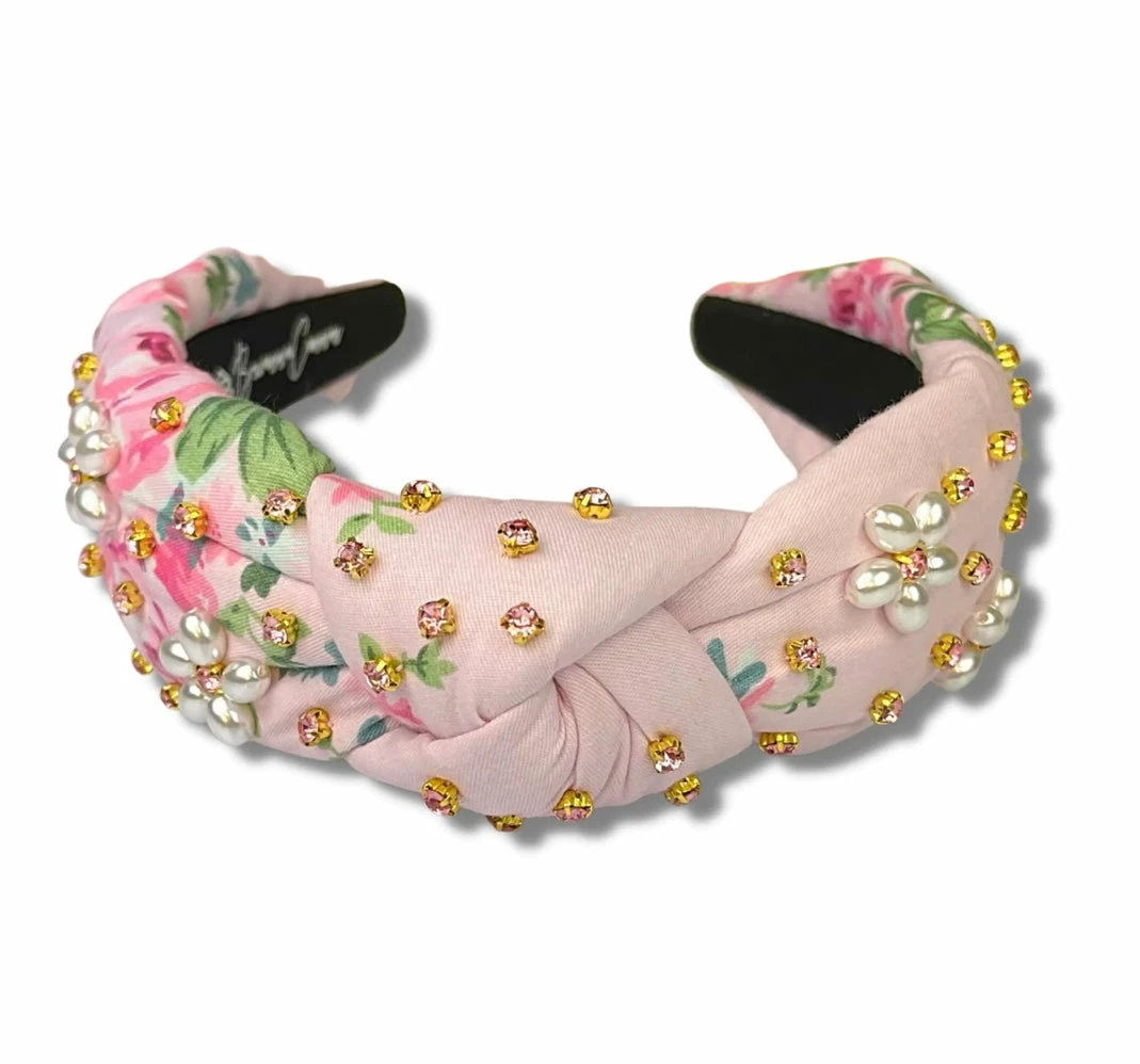 Best Pirce π Brianna Cannon Light Pink Floral Headband With Pearl Flowers π 4 Brianna Cannon Light Pink Floral Headband With Pearl Flowers