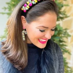 Brianna Cannon Bejeweled Black Velvet Headband Hats/Headbands/Scarves/Gloves