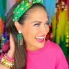 Brianna Cannon Green Silk Rainbow Flower Headband With Crystal Butterflies Hats/Headbands/Scarves/Gloves