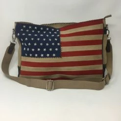Tex’s Line Suede Flag Crossbody W/Studded Stars