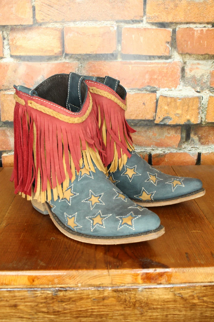 Buy ๐งจ Liberty Black Star Spangled ๐ฅพ Boots With Fringe TIFFIANY'S CLOSET โค๏ธ 3 Liberty Black Star Spangled Boots With Fringe TIFFIANY'S CLOSET