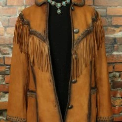 Roja TIFFIANY'S CLOSET Leather Jacket With Fringe & Whip Stitching