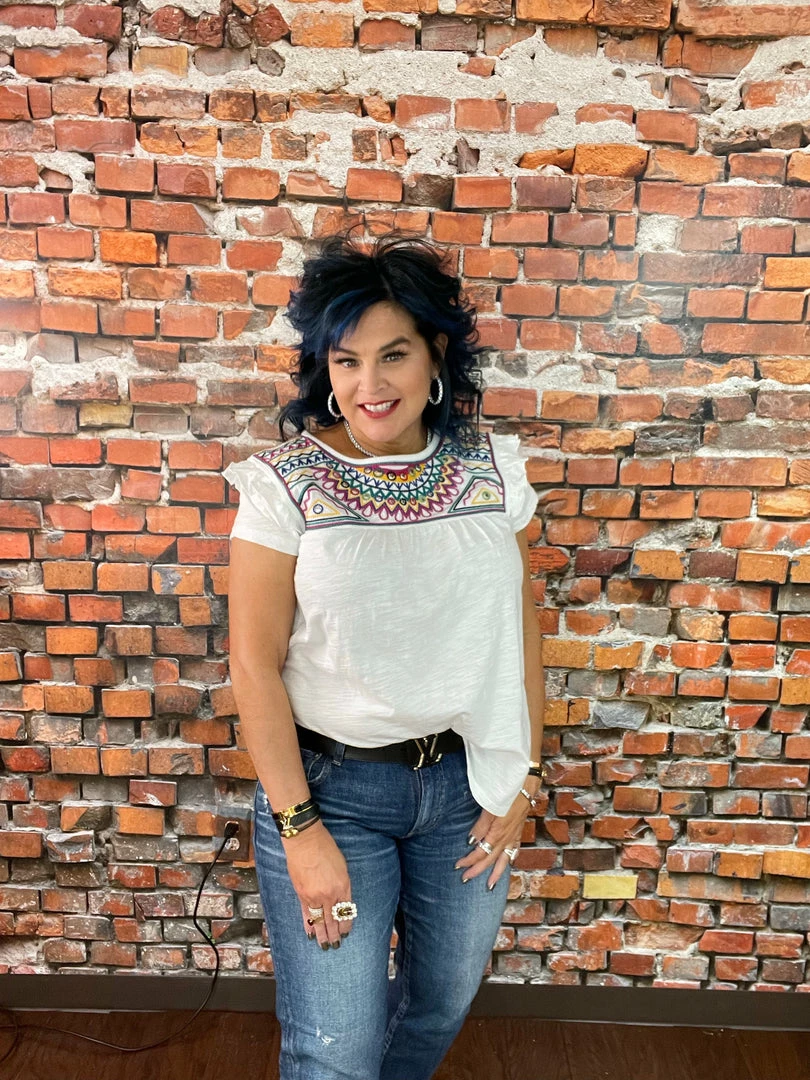 Coupon ✔️ Double D Ranch Wear - Folk Foray Collection Palomita Top 🛒 3 Double D Ranch Wear - Folk Foray Collection Palomita Top