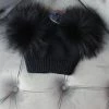 Maniere Double Raccoon Fur Baby Pom Beanie Kid's Hats