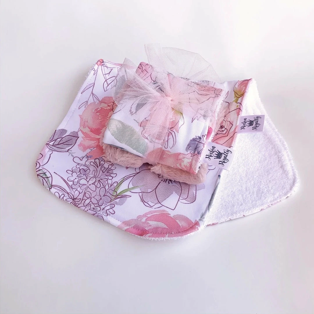 Brand new โค๏ธ The Sparkling Spur Bashful Pink Floral Burp Cloth Set Kids Of A King ๐งจ 3 The Sparkling Spur Bashful Pink Floral Burp Cloth Set Kids Of A King